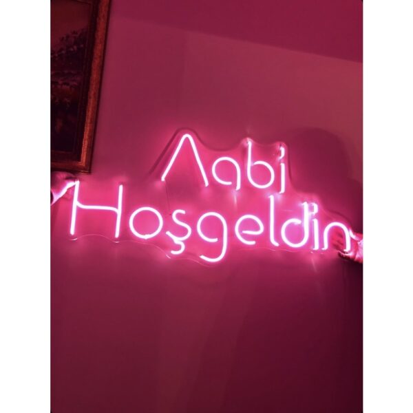 Aabi Hoşgeldin Neon Işıklı Şeffaf Pleksi