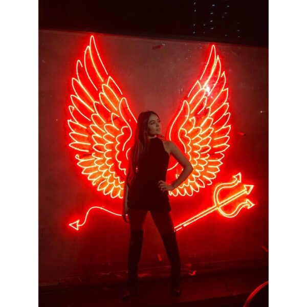 Melek kanatları ve şeytan kuyruğu neon tabela
