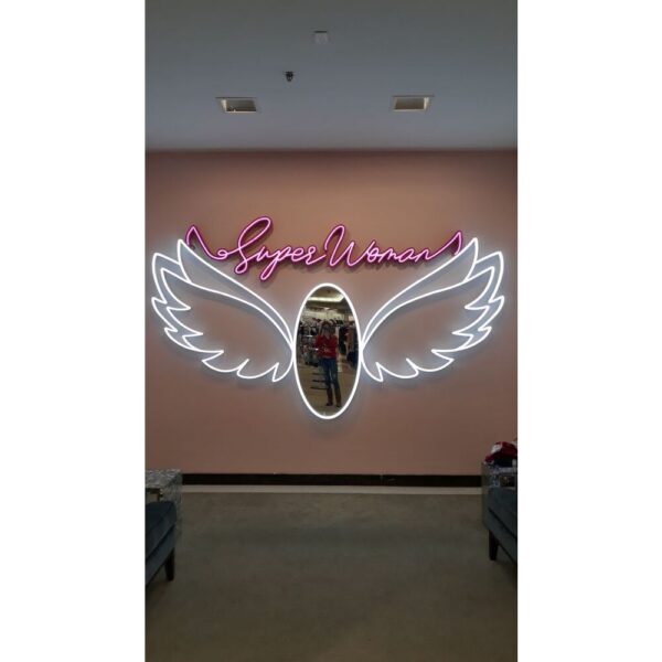 Superwomen kanatlı Ayna Neon
