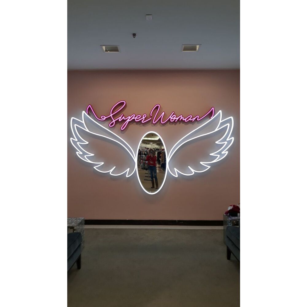 Superwomen kanatlı Ayna Neon