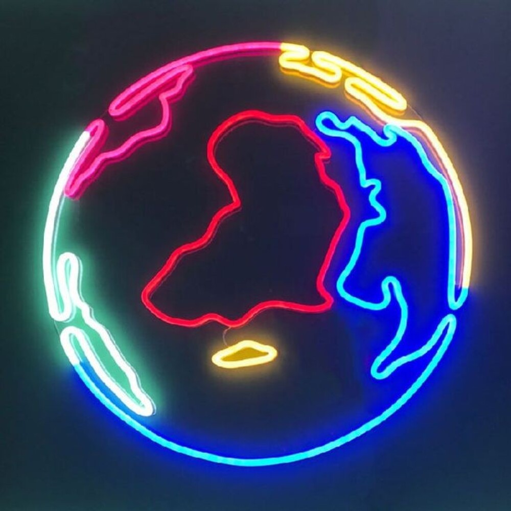 Dünya Haritası Neon Işıklı Şeffaf Pleksi