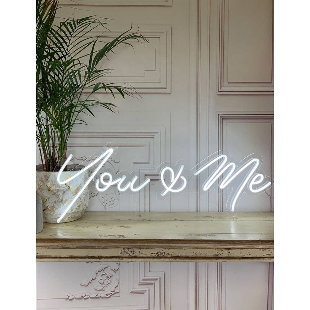 You and Me Neon Işıklı Şeffaf Pleksi