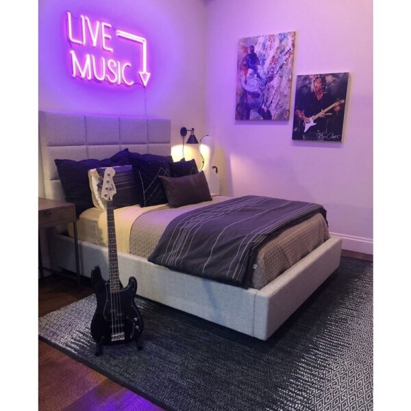 Live Music Neon Işıklı Şeffaf Pleksi