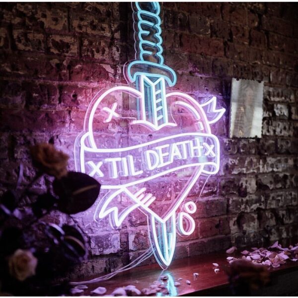Till Death Neon Işıklı Şeffaf Pleksi