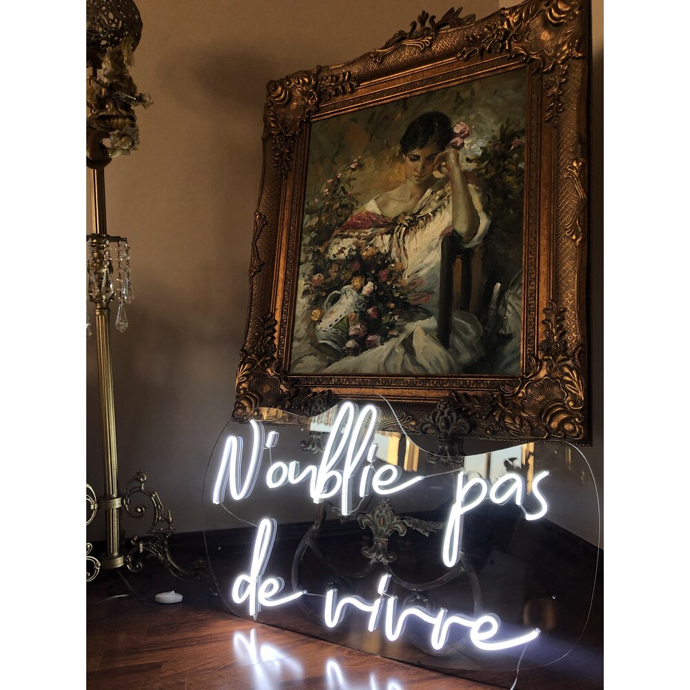 N’oblie pas de vivre Neon Işıklı Şeffaf Plekİ