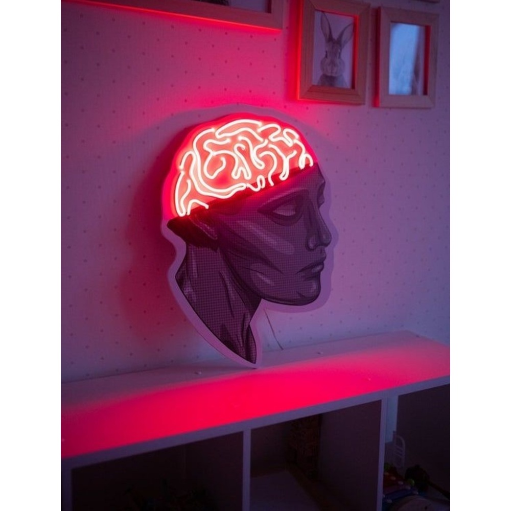 Brain Neon Işıklı Şeffaf Pleksi