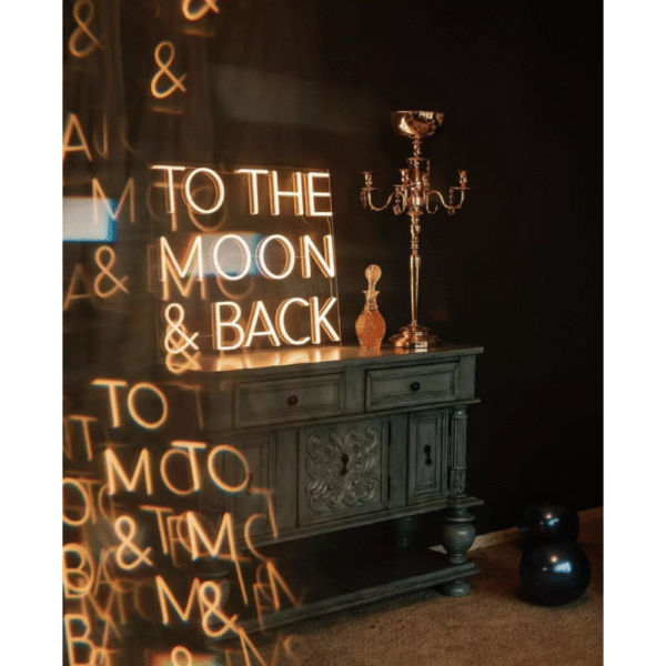 To The Moon & Back Kare Neon Tabela