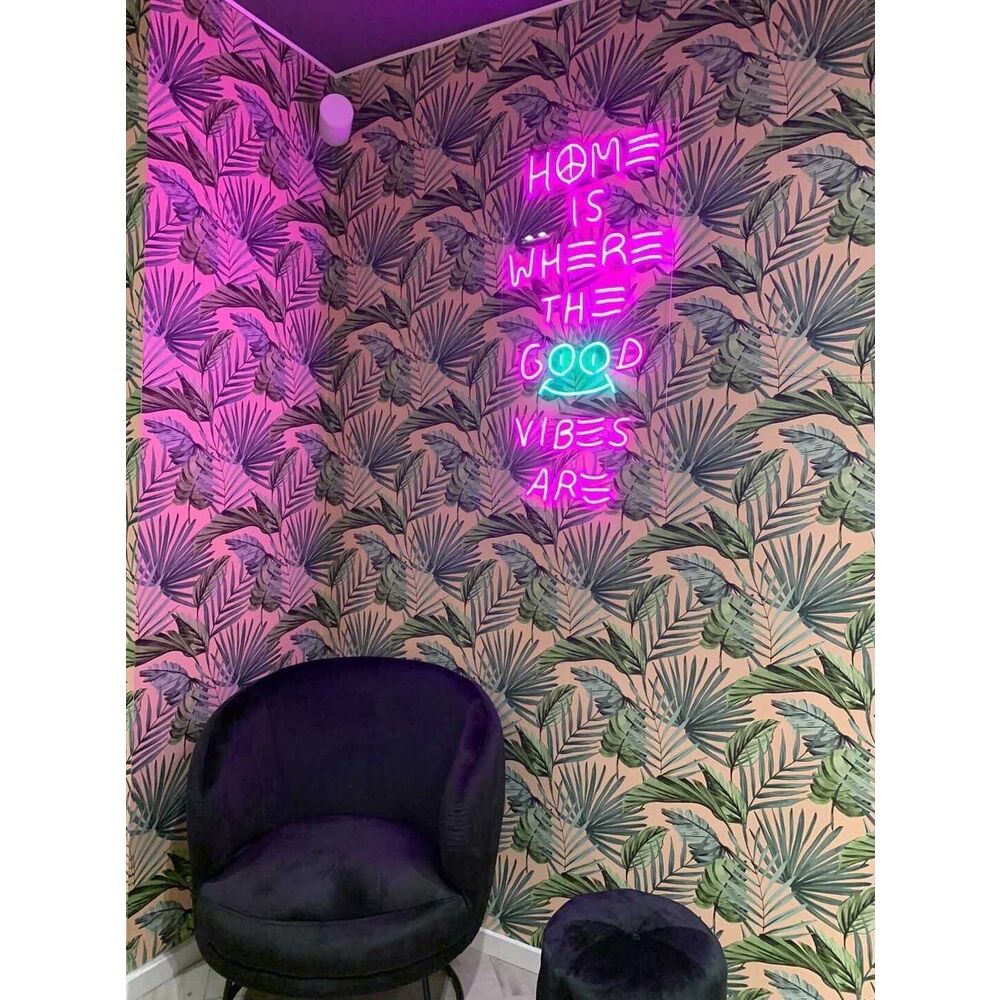 Home Is Where The Good Vibes Are Neon Işıklı Şeffaf Pleksi