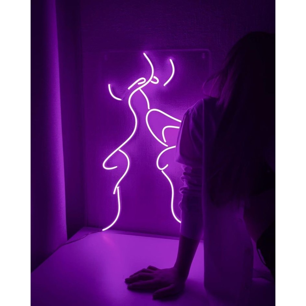 Couple Neon Işıklı Şeffaf Pleksi