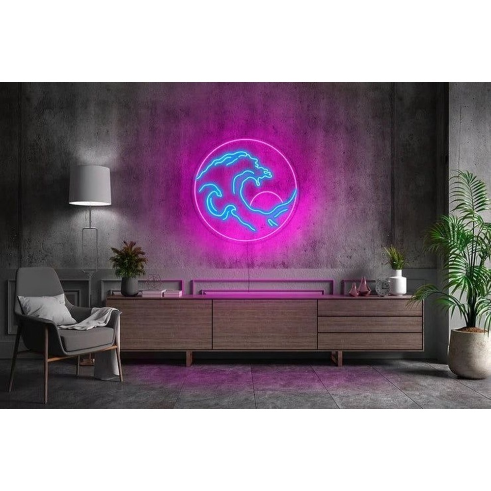 Deniz, Dalga ve Güneş Neon tabela