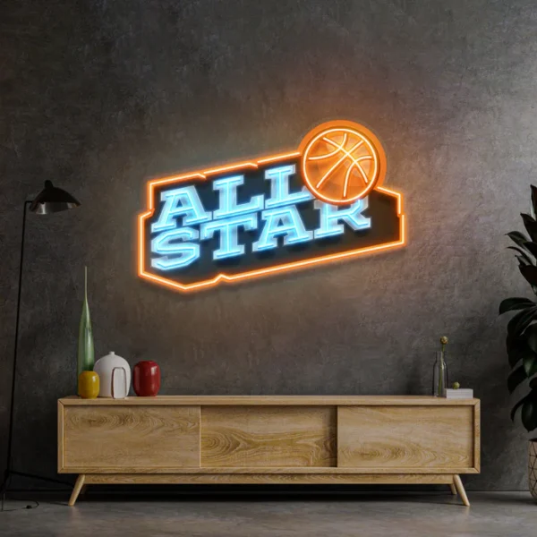 All Star Basketbol Neon Art - UV Baskı - Neon Led Tabela