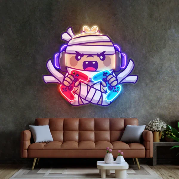 Gaming Mumya Neon Art - UV Baskı - Neon Led Tabela