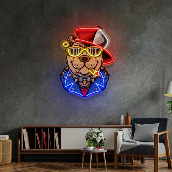 Gangster Köpek Neon Art - UV Baskı - Neon Led Tabela