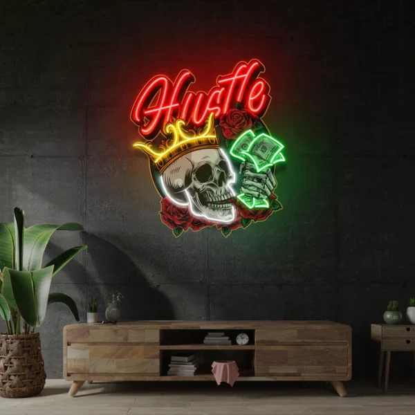 Zengin Kafatası Neon Art - UV Baskı - Neon Led Tabela