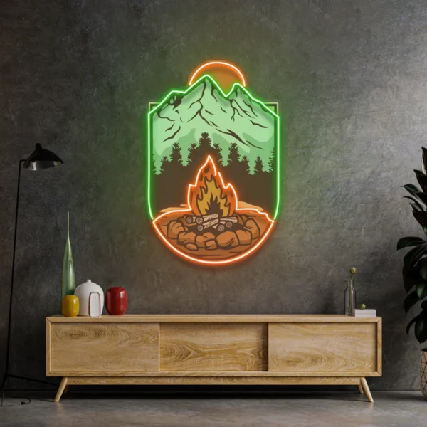 Kamp Ateşi Neon Art - UV Baskı - Neon Led Tabela