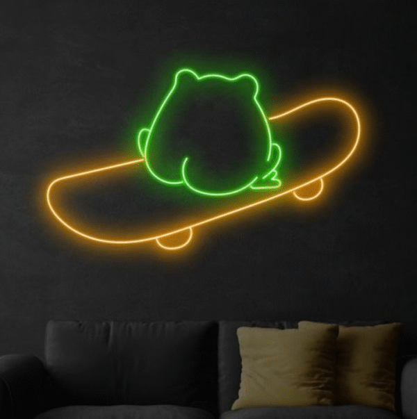 Kaykay ve Kurbağa Neon Tabela