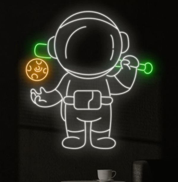Astronot ve Beyzbol Neon Tabela