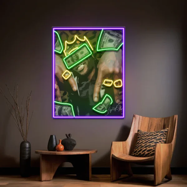 Zengin Rapçi Collapse Art LED Neon Tabela Pop Art